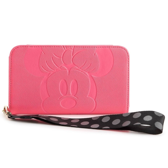 💕 NEW! Minnie Mouse Phone Case Wallet Pink Tech w/Wrist Strap Wristlet Disney - Picture 1 of 4